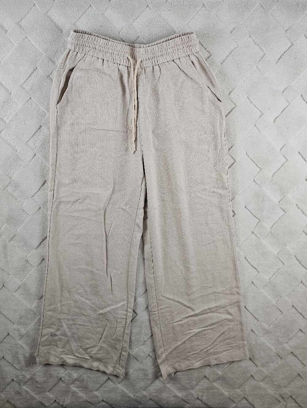 HALARA Beige Wide-Leg Drawstring Pants Womens Medium Stretchy Comfy